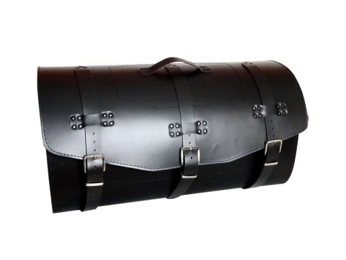 KUFER SKÓRZANY 71 CM GŁADKI DUŻY ZAMEK DWA KASKI