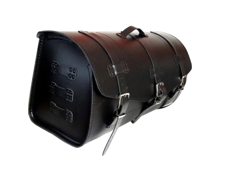 KUFER SKÓRZANY 71 CM GŁADKI DUŻY ZAMEK DWA KASKI