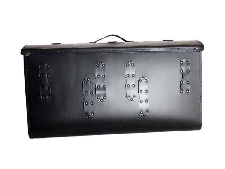 KUFER SKÓRZANY 71 CM GŁADKI DUŻY ZAMEK DWA KASKI