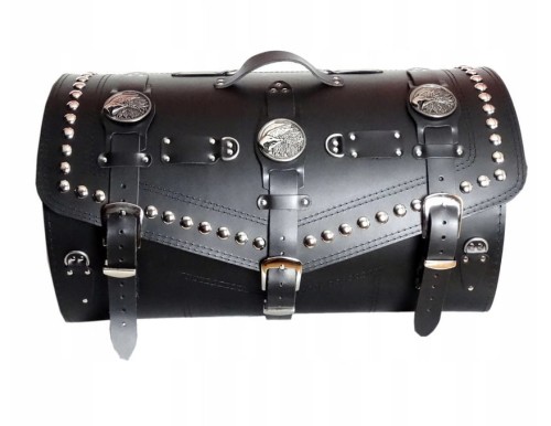 KUFER SKÓRZANY 62 CM DWA KASKI ĆWIEKI ZAMEK UCHWYTY NA NAPOJE ORŁY