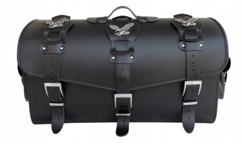 KUFER SKÓRZANY 60 CM ZAMEK KIESZONKI NA DWA KASKI ORZEŁKI GŁADKI