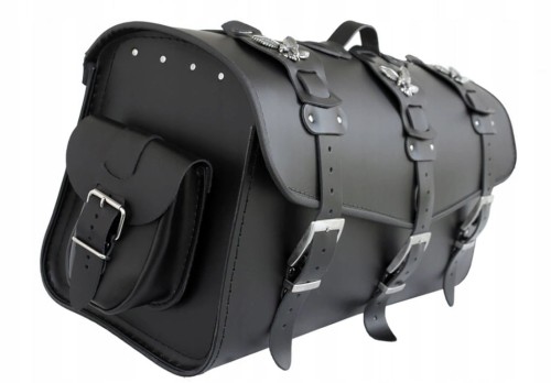 KUFER SKÓRZANY 60 CM ZAMEK KIESZONKI NA DWA KASKI ORZEŁKI GŁADKI