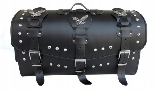 KUFER SKÓRZANY 60 CM ZAMEK KIESZONKI NA DWA KASKI ORZEŁKI