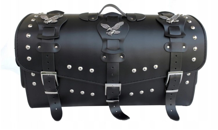 KUFER SKÓRZANY 60 CM ZAMEK KIESZONKI NA DWA KASKI ORZEŁKI