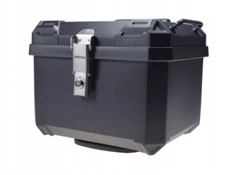 KUFER MOTOCYKLOWY CENTRALNY SKRZYNIA CZARNY 45L 43.5x38x34 ZESTAW MONTAŻOWY