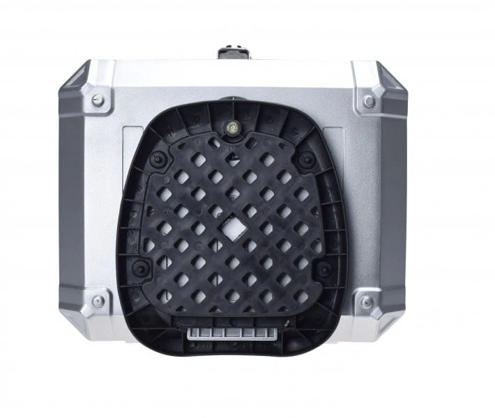 KUFER MOTOCYKLOWY CENTRALNY SKRZYNIA SREBRNY 45L 43.5x38x34 ZESTAW