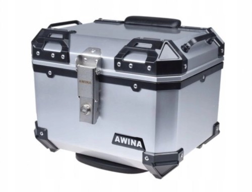 KUFER CENTRALNY MOTOCYKLOWY SREBRNY AWINA 35L 40X36X32,5